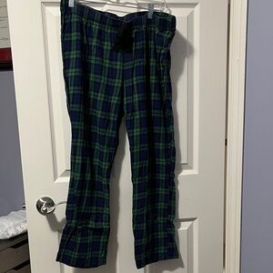 Women's Pyjama Pants 100% Cotton Blue-Green Plaid Casual Loungewear Flannel
